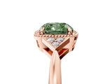 Rose gold Fancy Green Cushion  Halo Diamond Ring with Tapered Band and Four-Prong Setting_8