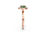 Rose gold Fancy Green Cushion  Halo Diamond Solitaire with Pavé Band and Four-Prong Setting_117