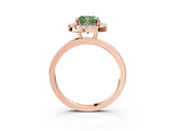 Rose gold Fancy Green Cushion  Halo Diamond Solitaire with Pavé Band and Four-Prong Setting_118