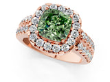Rose gold Fancy Green Cushion  Halo Diamond Split Shank Engagement Ring with Prong Setting_70