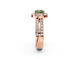 Rose gold Fancy Green Cushion  Halo Diamond Split Shank Engagement Ring with Prong Setting_71