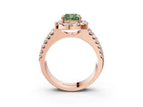 Rose gold Fancy Green Cushion  Halo Diamond Split Shank Engagement Ring with Prong Setting_72