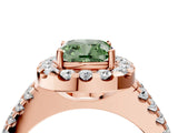 Rose gold Fancy Green Cushion  Halo Diamond Split Shank Engagement Ring with Prong Setting_73