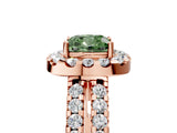 Rose gold Fancy Green Cushion  Halo Diamond Split Shank Engagement Ring with Prong Setting_74
