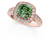 Rose gold Fancy Green Cushion  Halo Pavé Diamond Engagement Ring with Bezel Setting_21