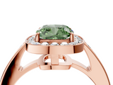 Rose gold Fancy Green Cushion  Halo Pavé Diamond Engagement Ring with Bezel Setting_24