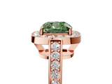 Rose gold Fancy Green Cushion  Halo Pavé Diamond Engagement Ring with Bezel Setting_25