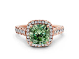 Rose gold Fancy Green Cushion  Halo Pavé Diamond Engagement Ring with Four-Prong Setting_27