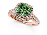 Rose gold Fancy Green Cushion  Halo Pavé Diamond Engagement Ring with Four-Prong Setting_28