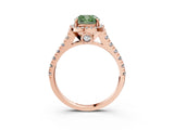 Rose gold Fancy Green Cushion  Halo Pavé Diamond Engagement Ring with Four-Prong Setting_30