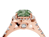 Rose gold Fancy Green Cushion  Halo Pavé Diamond Engagement Ring with Four-Prong Setting_31