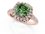 Rose gold Fancy Green Cushion  Halo Pavé Diamond Engagement Ring with Four-Prong Setting_4