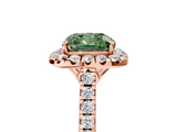 Rose gold Fancy Green Cushion  Halo Pavé Diamond Engagement Ring with Four-Prong Setting_8