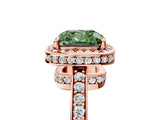 Rose gold Fancy Green Cushion  Halo Pave Band Solitaire Ring with Prong Setting_71