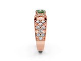 Rose gold Fancy Green Cushion  Halo Pave Diamond Engagement Ring with Milgrain Detailing_51