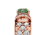 Rose gold Fancy Green Cushion  Halo Pave Diamond Engagement Ring with Milgrain Detailing_54