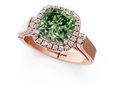 Rose gold Fancy Green Cushion  Halo Pave Split Shank Prong Setting Ring_40