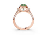 Rose gold Fancy Green Cushion  Halo Pave Split Shank Prong Setting Ring_42