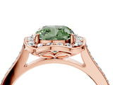 Rose gold Fancy Green Cushion  Halo Round Diamond Pave Band with Four-Prong Setting_41