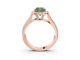 Rose gold Fancy Green Cushion  Halo Round Diamond Pave Band with Prong Setting 4
