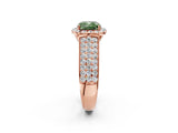 Rose gold Fancy Green Cushion  Halo Round Diamond Pave Band with Prong Setting_14