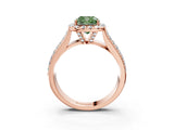 Rose gold Fancy Green Cushion  Halo Round Diamond Pave Band with Prong Setting_15