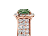 Rose gold Fancy Green Cushion  Halo Round Diamond Pave Band with Prong Setting_17