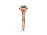 Rose gold Fancy Green Cushion  Halo Solitaire Diamond Ring with Pave Band and Bezel Setting_51