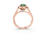 Rose gold Fancy Green Cushion  Halo Solitaire Diamond Ring with Pave Band and Bezel Setting_52