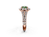 Rose gold Fancy Green Cushion  Halo Split Shank Diamond Engagement Ring with Pave Band and Four-Prong Setting_56
