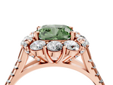 Rose gold Fancy Green Cushion  Halo Split Shank Diamond Engagement Ring with Pave Band and Four-Prong Setting_58