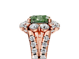 Rose gold Fancy Green Cushion  Halo Split Shank Diamond Engagement Ring with Pave Band and Four-Prong Setting_59