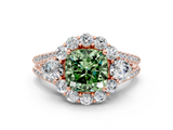 Rose gold Fancy Green Cushion  Halo Split Shank Diamond Engagement Ring with Prong Setting_20
