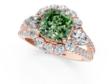 Rose gold Fancy Green Cushion  Halo Split Shank Diamond Engagement Ring with Prong Setting_21