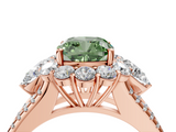 Rose gold Fancy Green Cushion  Halo Split Shank Diamond Engagement Ring with Prong Setting_24