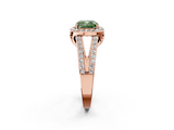 Rose gold Fancy Green Cushion  Halo Split Shank Diamond Ring with Four-Prong Setting_34