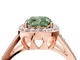 Rose gold Fancy Green Cushion  Halo Split Shank Diamond Ring with Four-Prong Setting_36