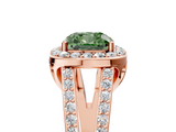 Rose gold Fancy Green Cushion  Halo Split Shank Diamond Ring with Four-Prong Setting_37