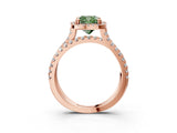Rose gold Fancy Green Cushion  Halo Split Shank Diamond Ring with Pavé Setting_29