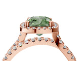 Rose gold Fancy Green Cushion  Halo Split Shank Diamond Ring with Pavé Setting_30