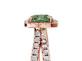 Rose gold Fancy Green Cushion  Halo Split Shank Diamond Ring with Pavé Setting_31