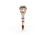 Rose gold Fancy Green Cushion  Halo Split Shank Diamond Ring with Prong Setting_22