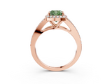 Rose gold Fancy Green Cushion  Halo Split Shank Diamond Ring with Prong Setting_23