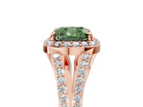 Rose gold Fancy Green Cushion  Halo Split Shank Diamond Ring with Prong Setting_25