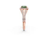 Rose gold Fancy Green Cushion  Halo Split Shank Pave Diamond Ring with Four-Prong Setting_50