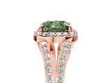 Rose gold Fancy Green Cushion  Halo Split Shank Pave Diamond Ring with Four-Prong Setting_53
