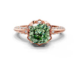 Rose gold Fancy Green Cushion  Halo Split Shank Pave Diamond Ring with Petal Prong Setting_68