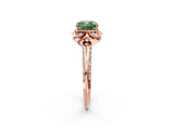 Rose gold Fancy Green Cushion  Halo Split Shank Pave Diamond Ring with Petal Prong Setting_70