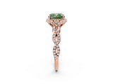 Rose gold Fancy Green Cushion  Halo Twist Band Solitaire Ring with Six-Prong Setting_33