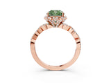 Rose gold Fancy Green Cushion  Halo Twist Band Solitaire Ring with Six-Prong Setting_34